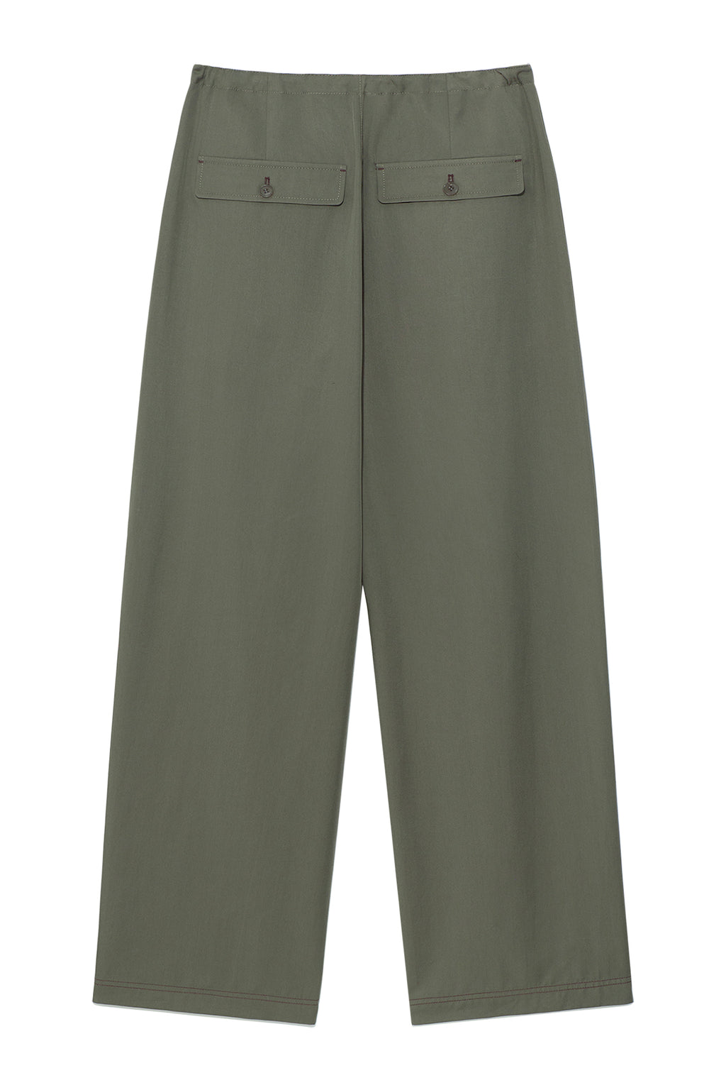[matinkim] BUTTON POINT STRING WIDE PANTS IN KHAKI