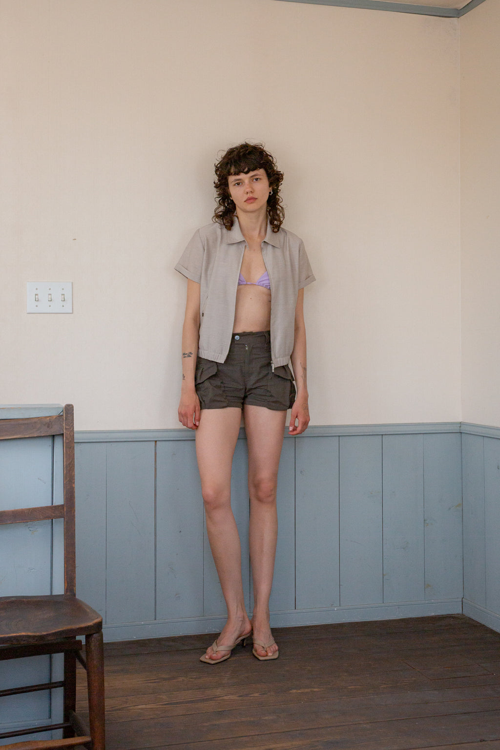 Matinkim Half Sleeve Light Blouson IN Beige