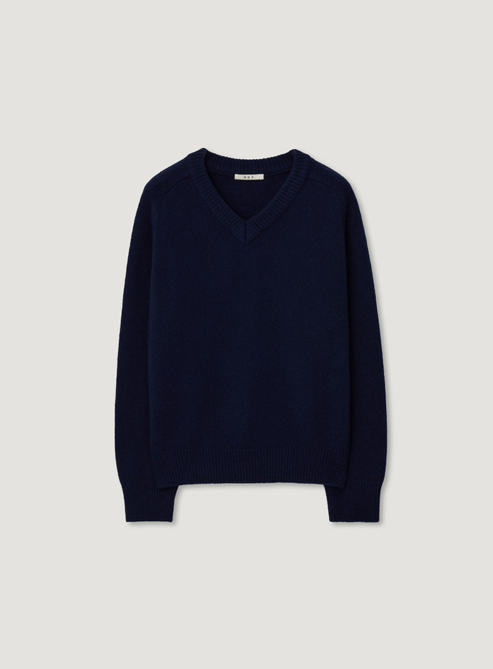 Mango Maniplease Mumu V Wool Knit Navy