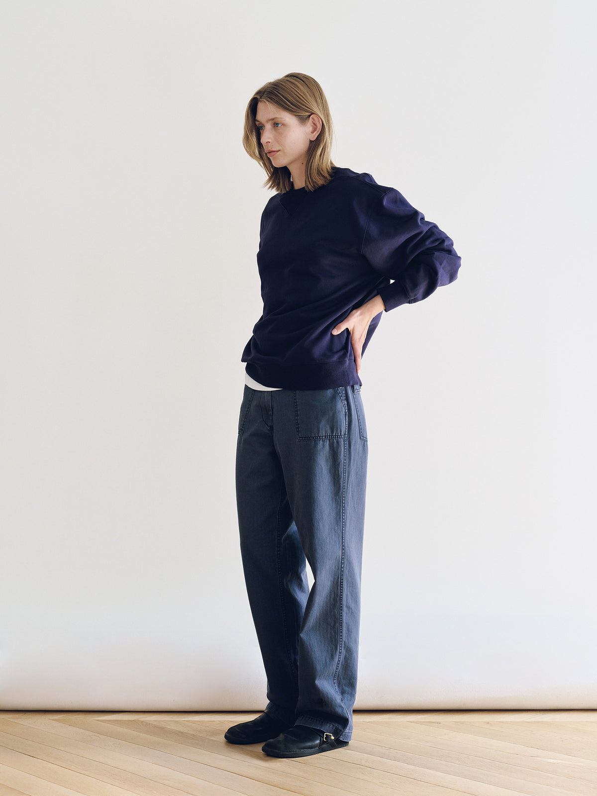 Nothing Written Heritage Panel Sweatshirt (Washed navy)