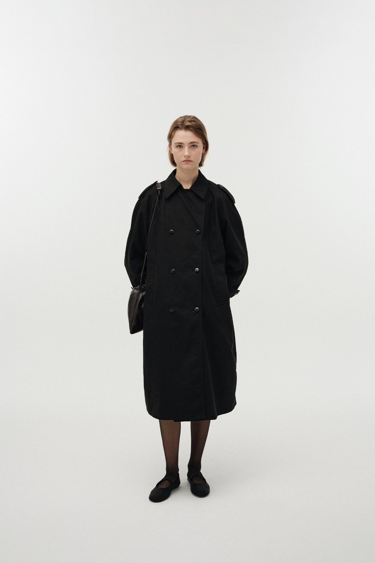 Nothing Written Oversized double-breasted trench (Black)