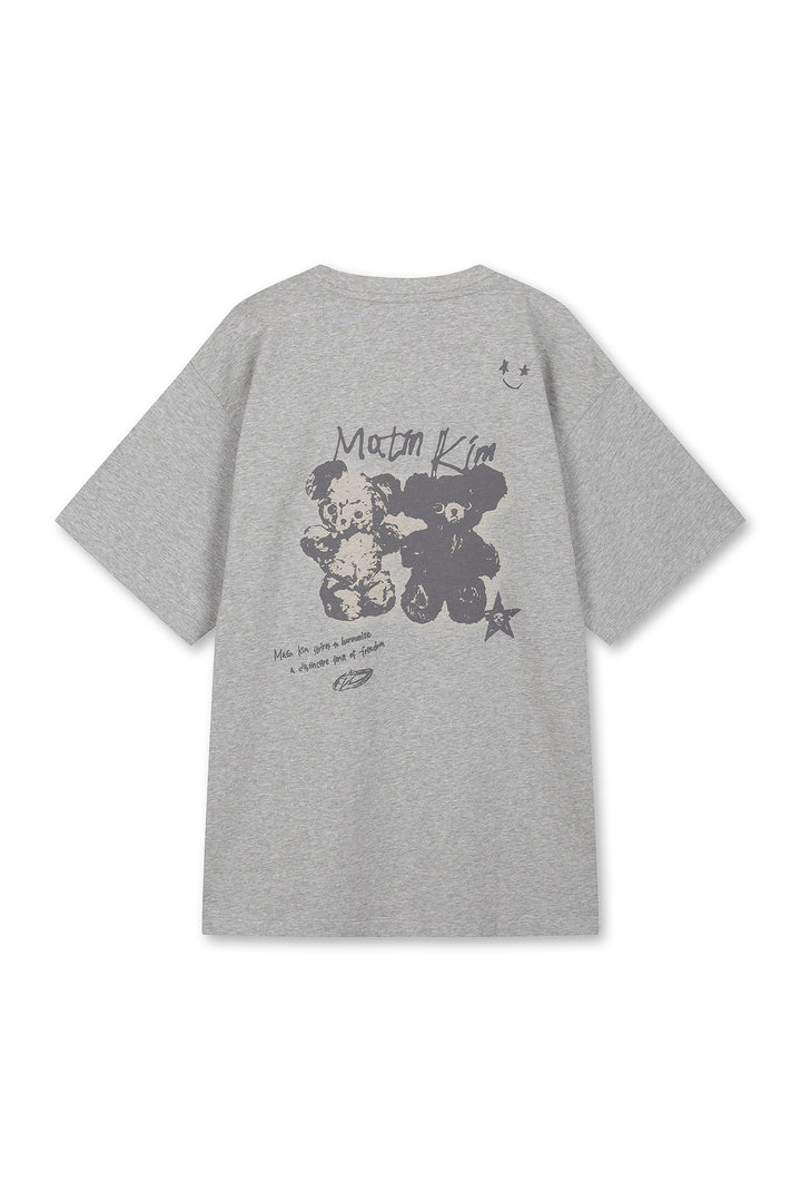 Matinkim Animal Graffiti Graphic Oversize Top IN Grey