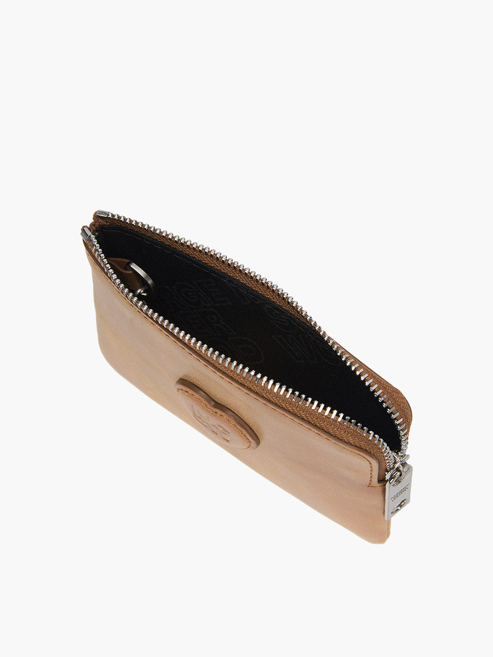 Margesherwood Heart Zipper Wallet saddle brown pull-up