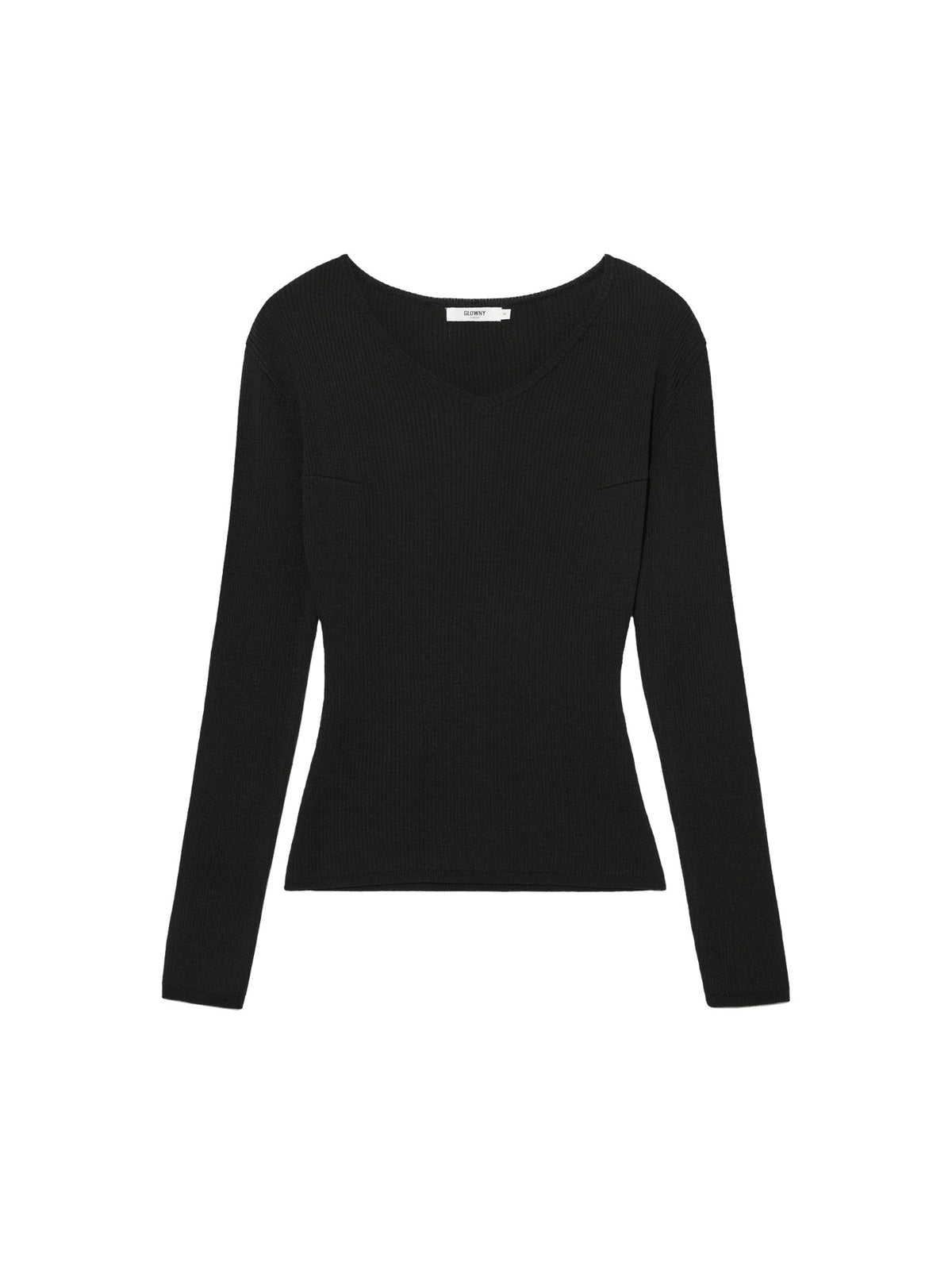 GLOWNY G Classic Rib V-Neck Knit (Black)