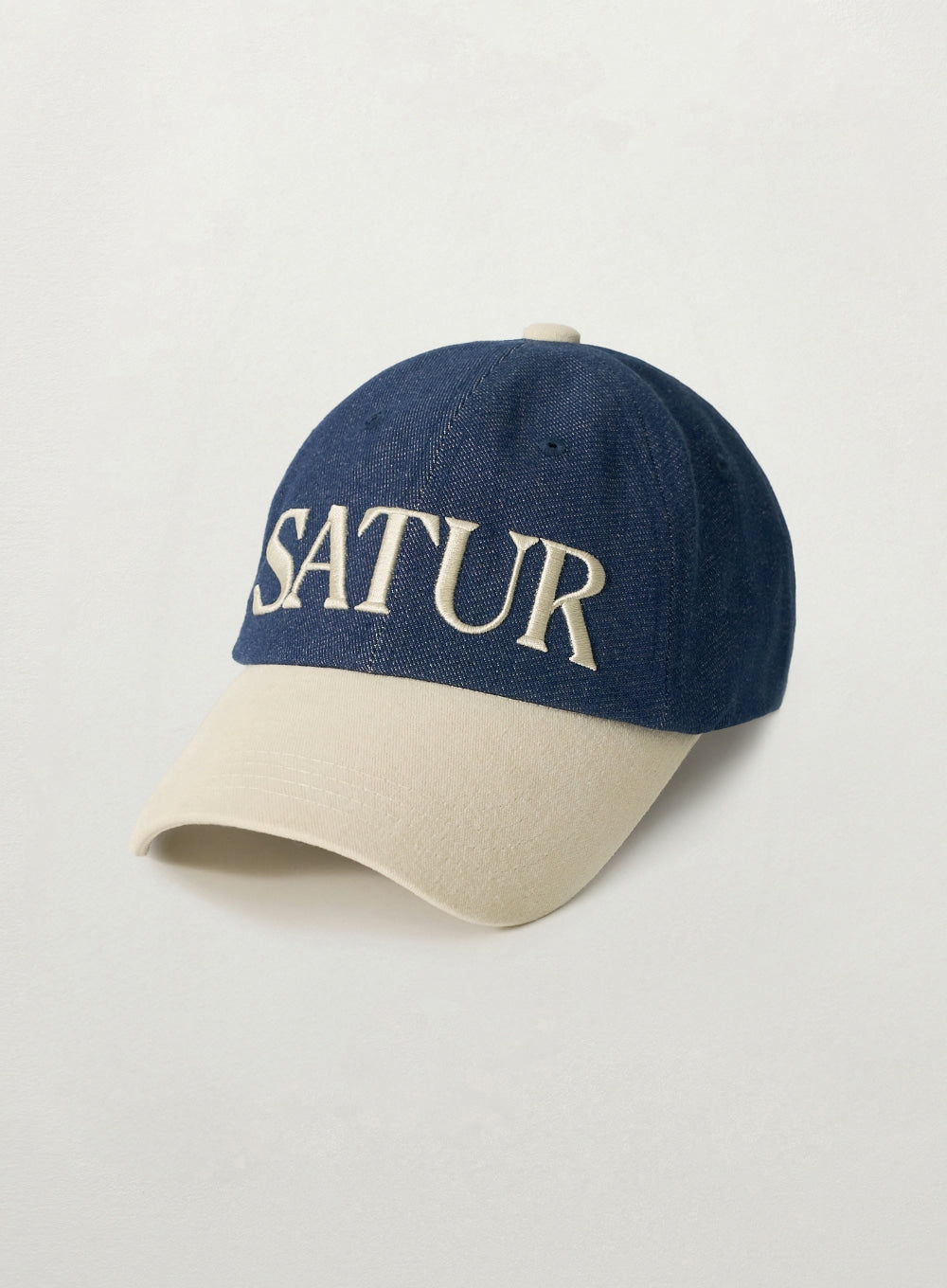 [satur] Vintage Casual Volume Embroidery Ball Cap - Blue