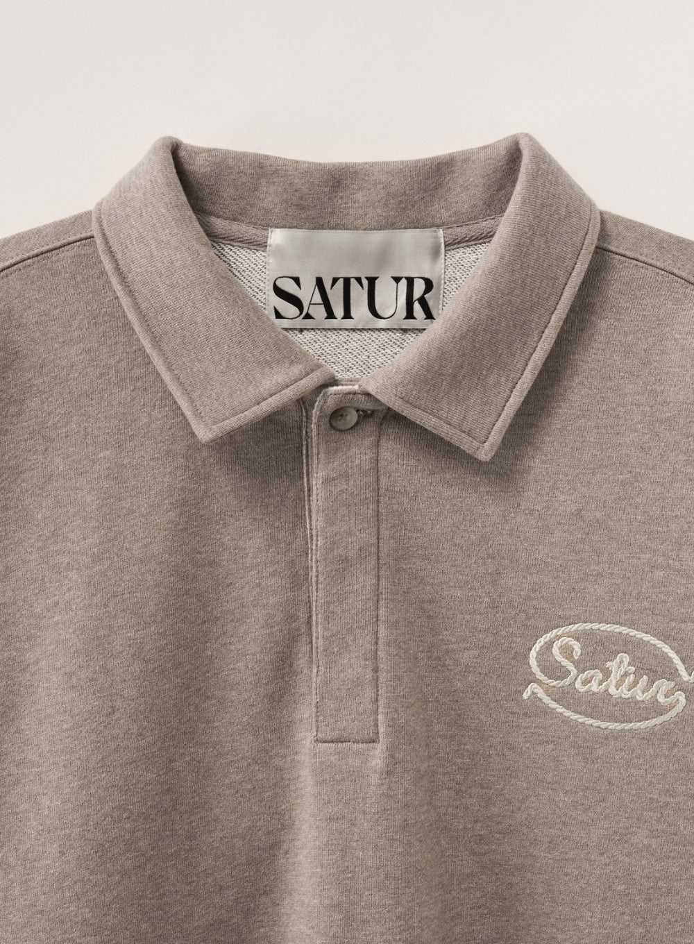 [satur] Rope Logo Loose Fit Collar Sweatshirt - Melange Brown
