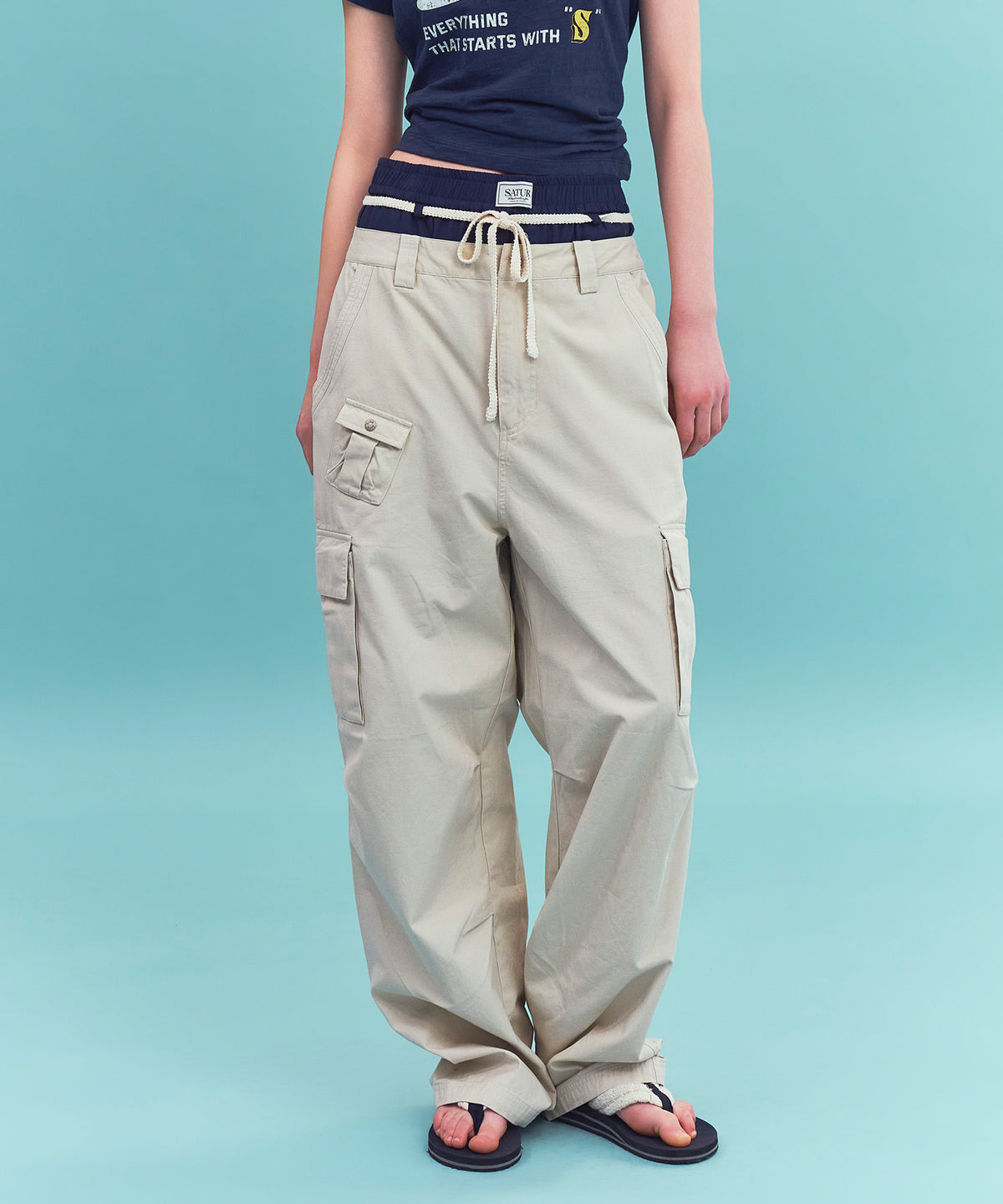 Satur Cotton Ripstop Cargo Pants - Beige