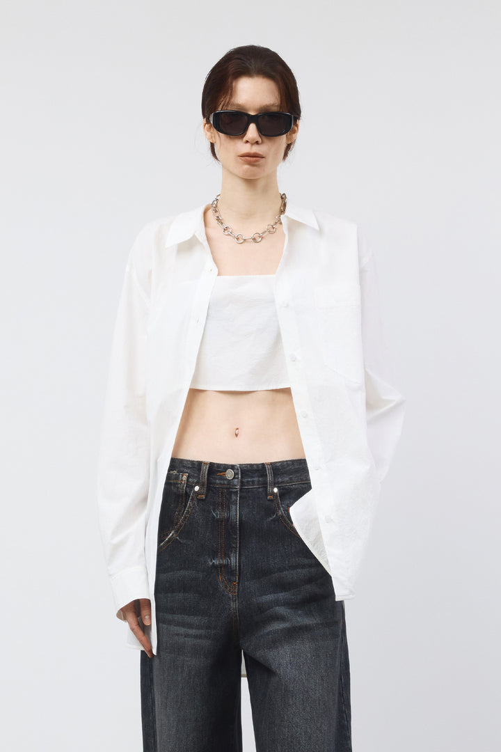 Matinkim Bustier Layered Crinkle Shirt IN White