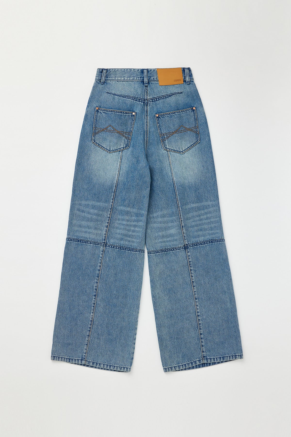 Matinkim Knee Point Wide Denim Pants IN Blue