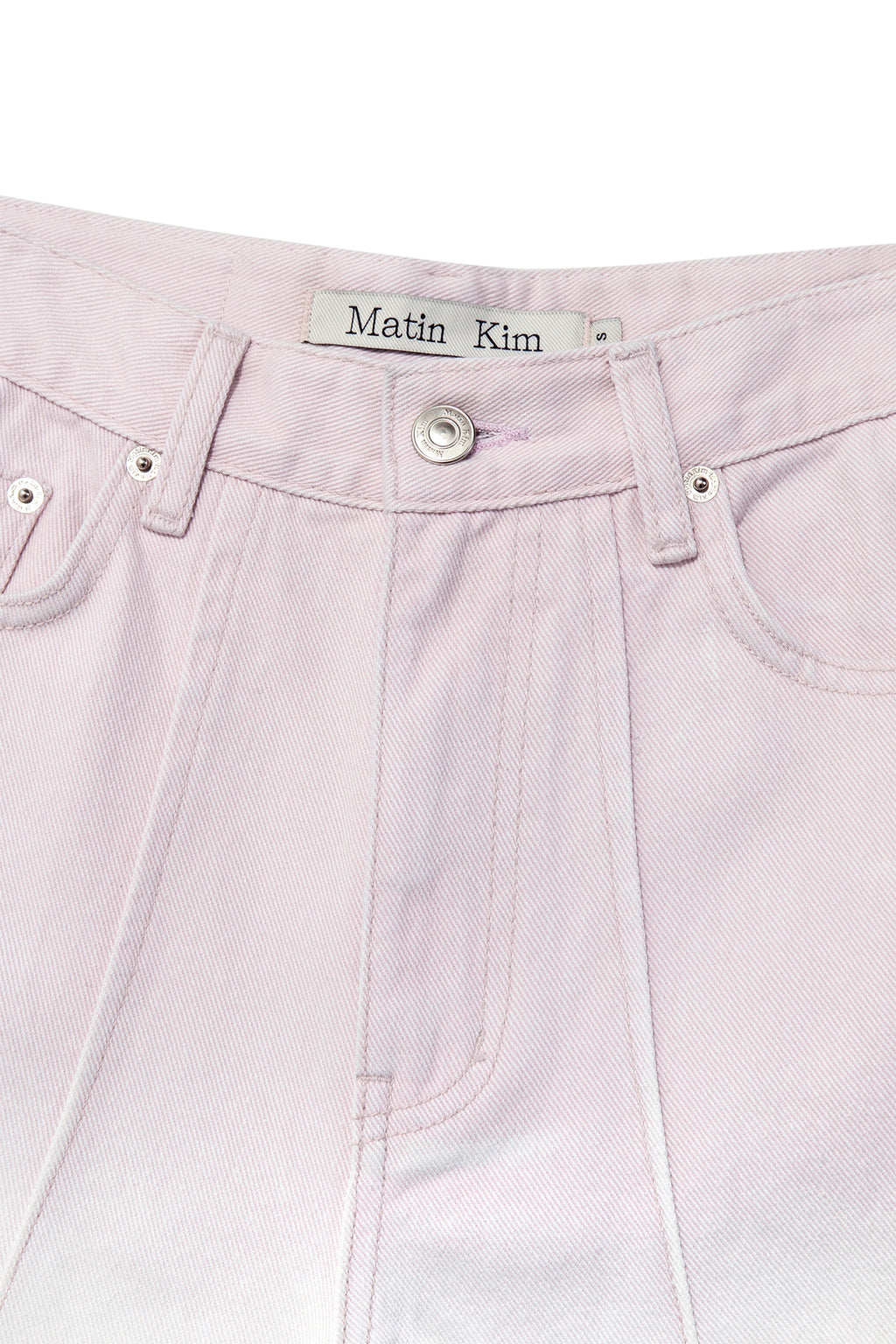 [matinkim] COLOR BRUSH BERMUDA DENIM CARGO PANTS IN LIGHT PINK