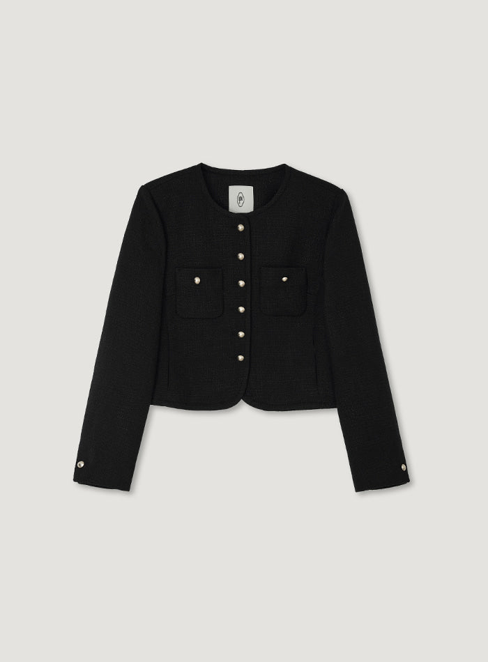 Mango Maniplease Moi Tweed Jacket Black