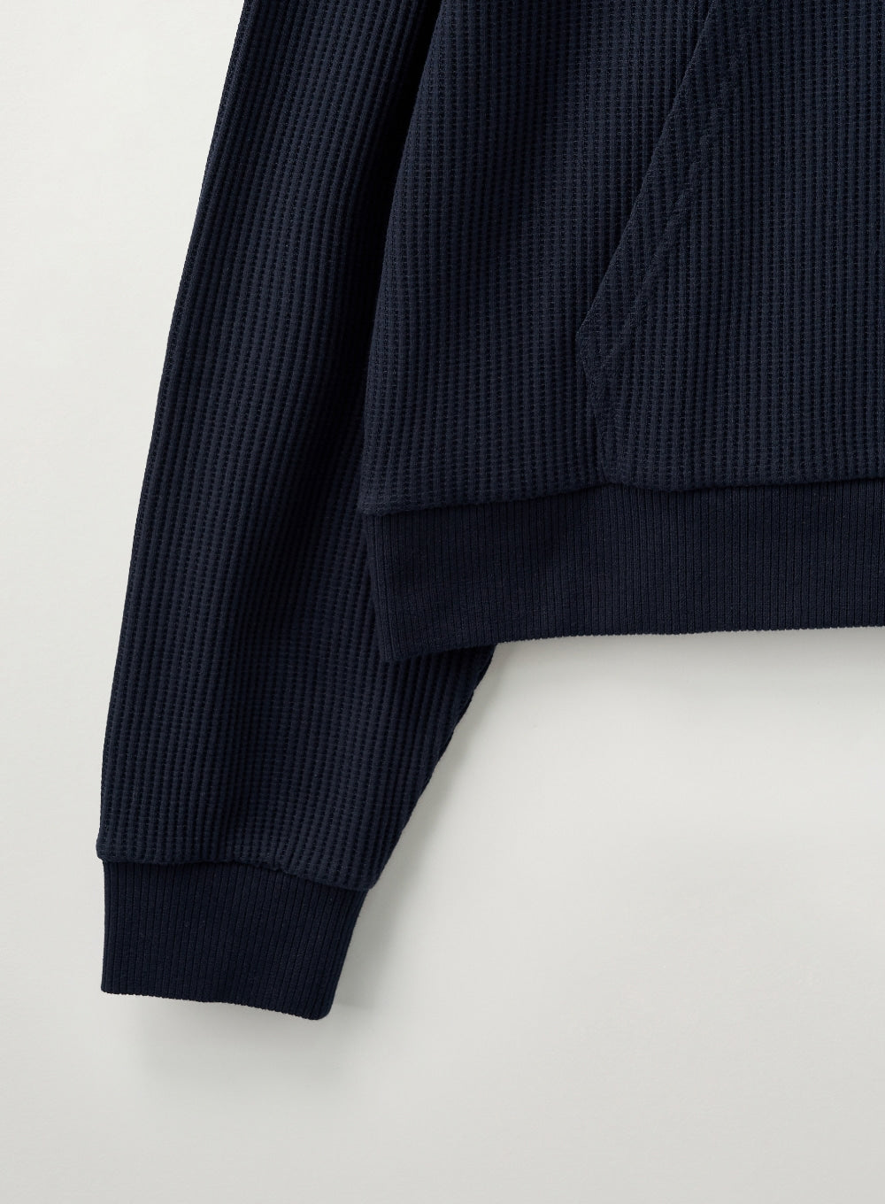 [satur] Half Button Waffle Hoodie - Navy