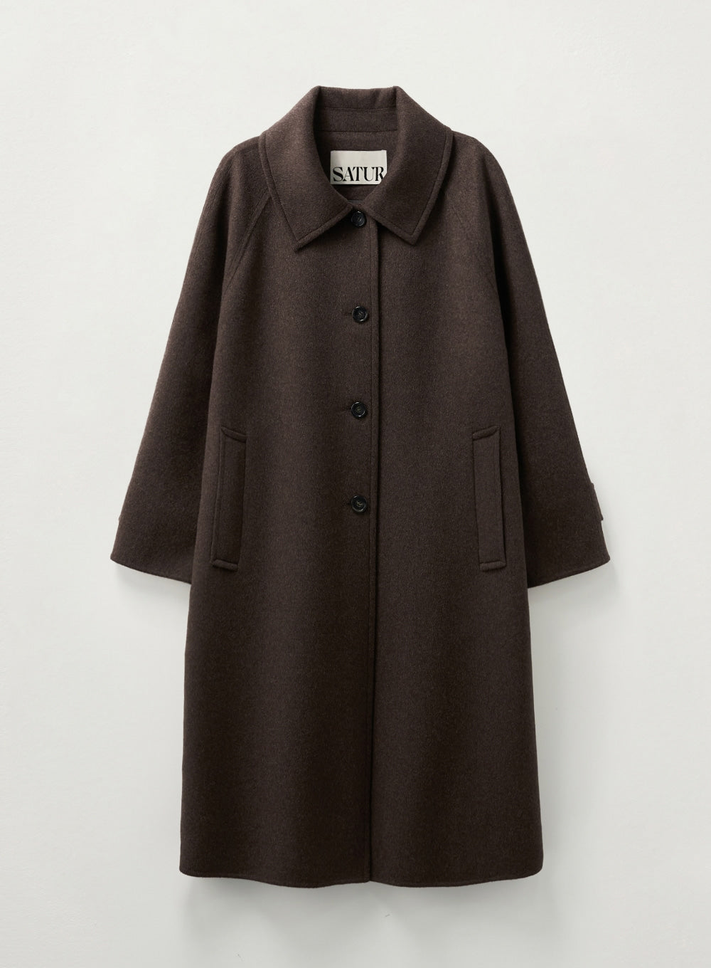 [satur] (W) A-Line Wool Blend Single Coat - Brown