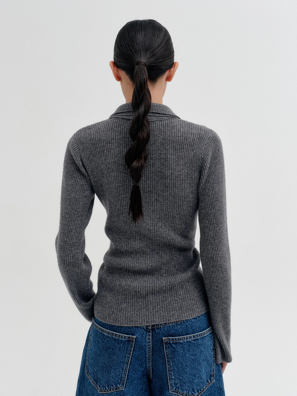 EENK Double Layer Front Cardigan - Gray
