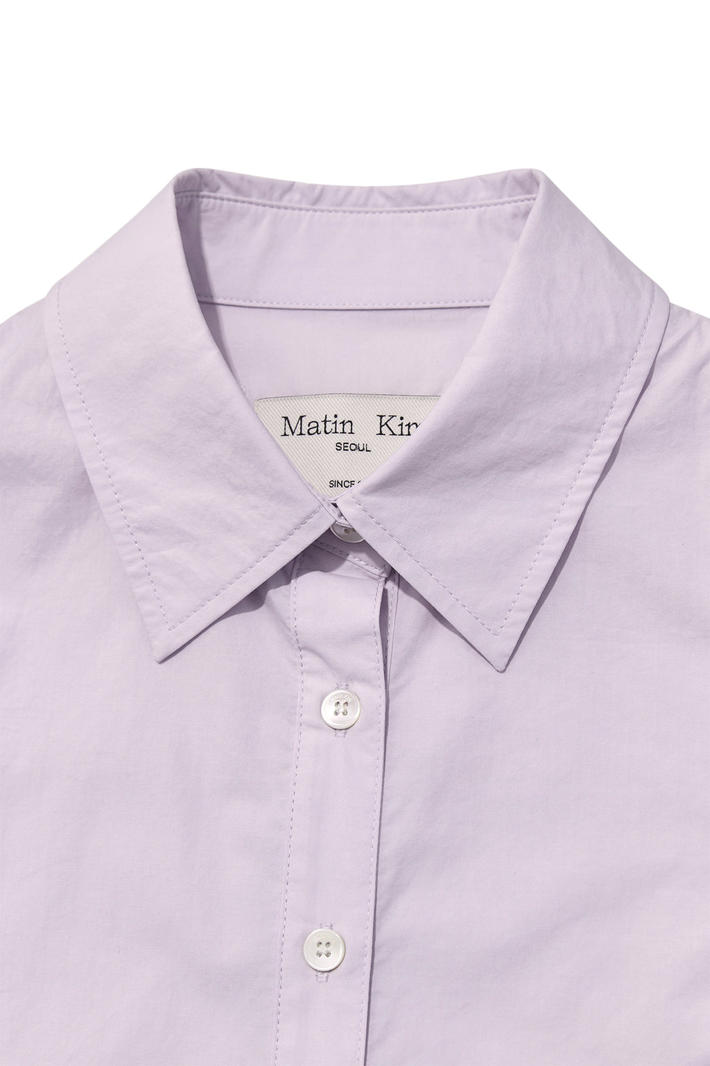 [matinkim] BACK BUTTON POINT SHIRT IN LILAC