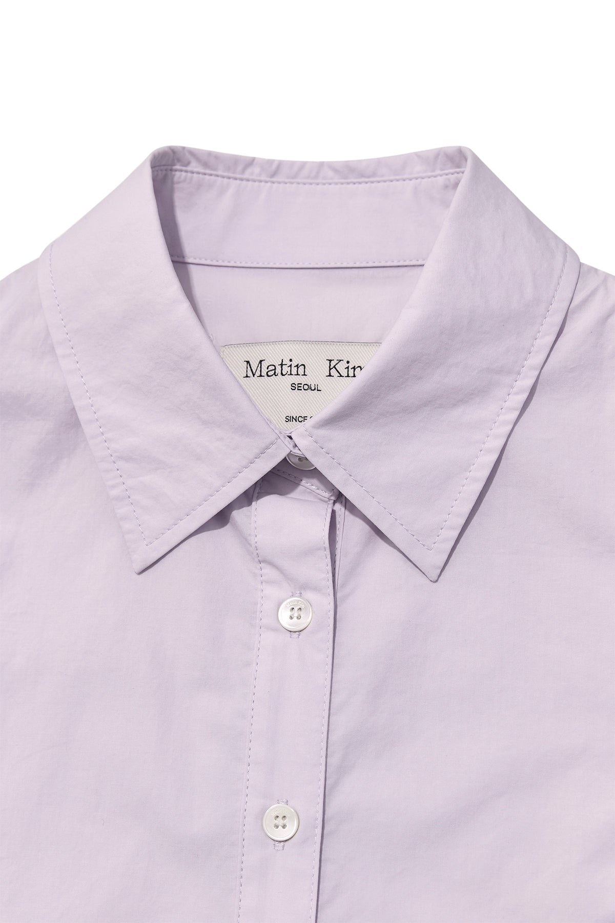 [matinkim] BACK BUTTON POINT SHIRT IN LILAC