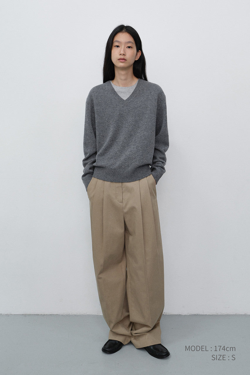Dunst Double Pleated Wide Chino Slacks Beige