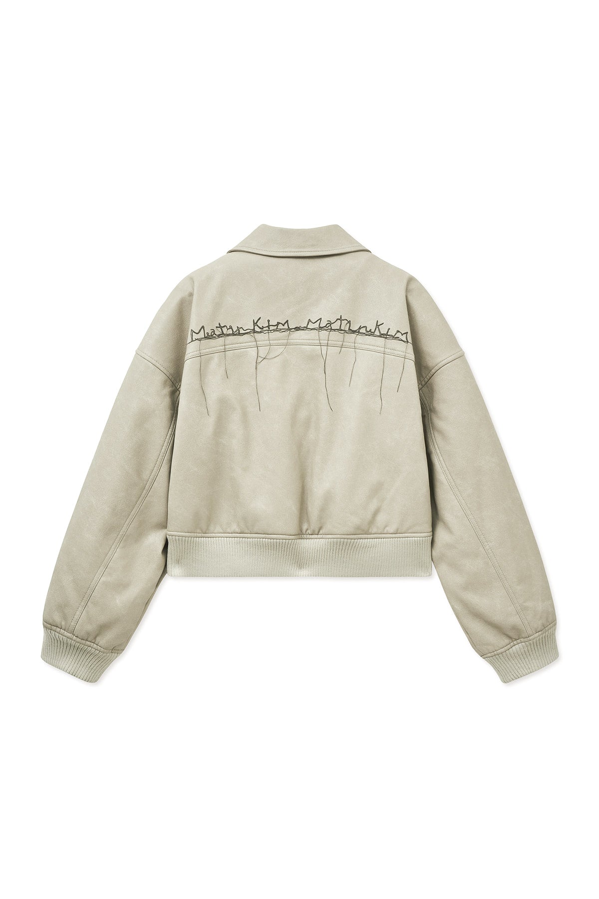 Matinkim Faux Leather Out Pocket Jumper IN Light Grey