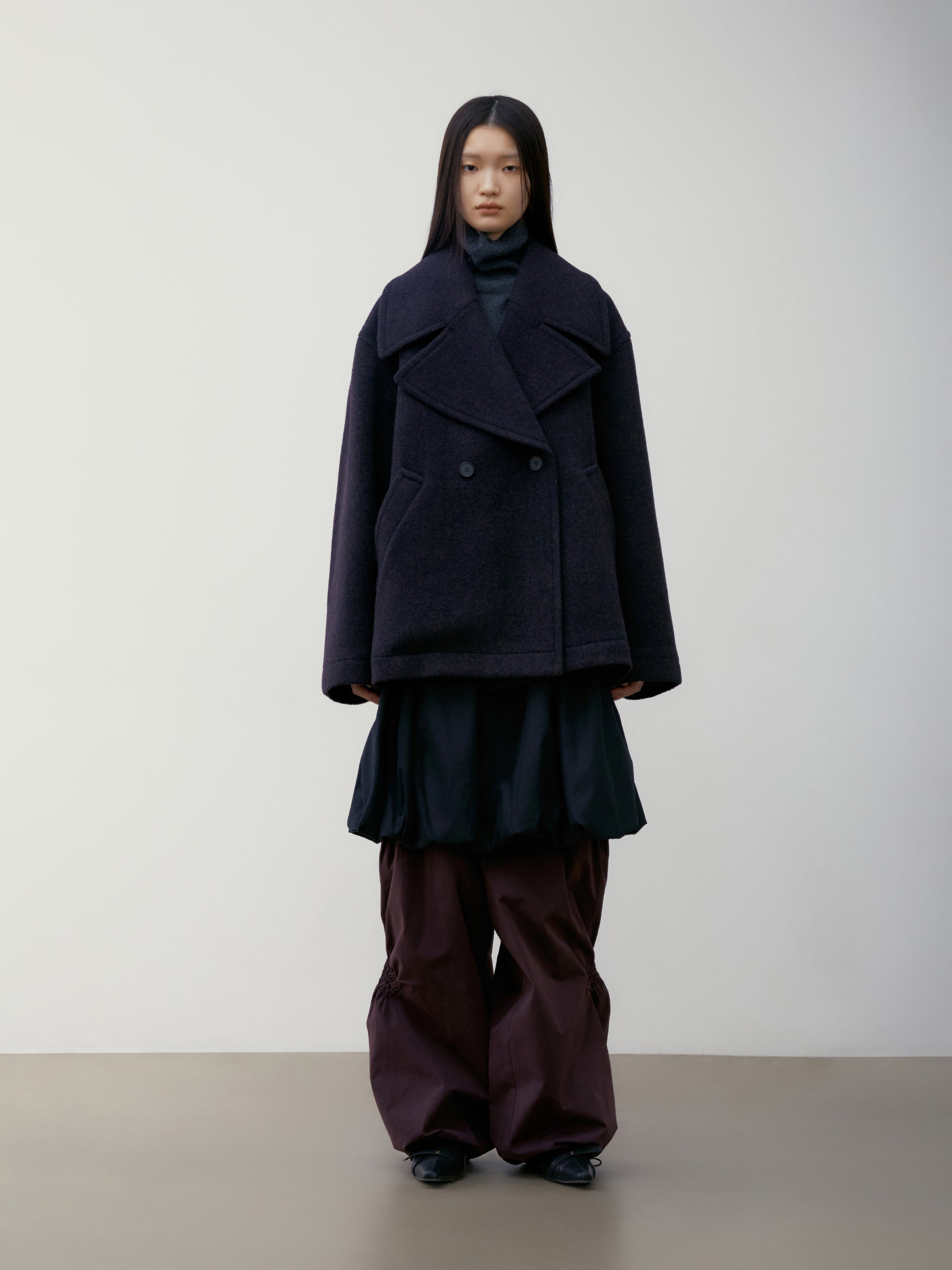 [low_classic] ALPACA WIDE COLLAR HALF COAT
PURPLE