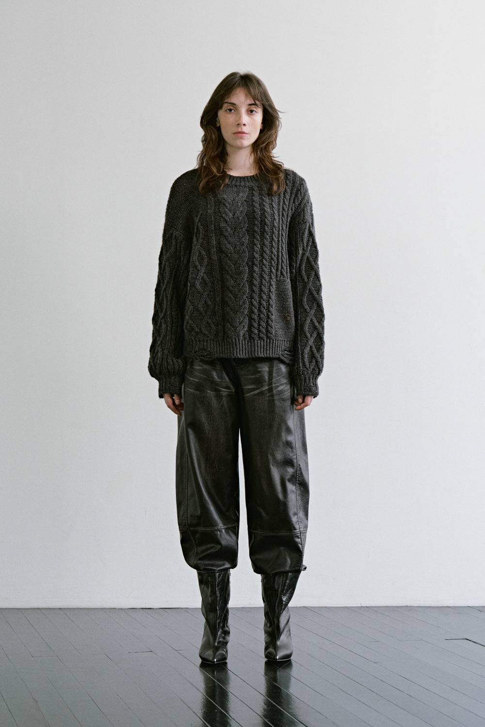 Treemingbird Multi-Texture Knit Pullover Charcoal