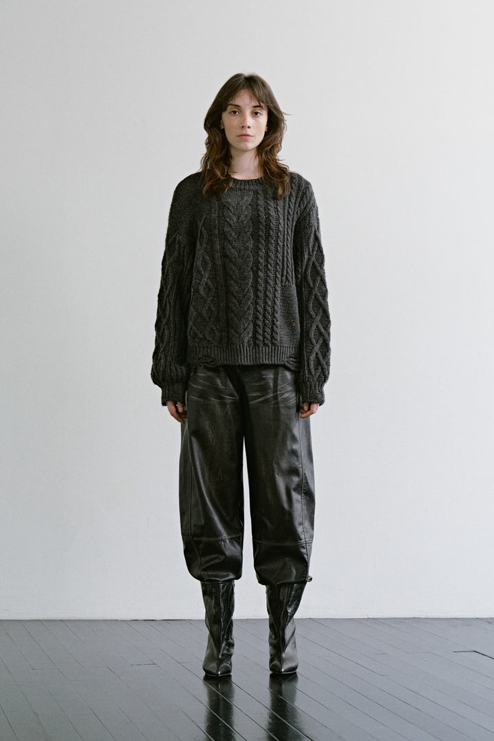 Treemingbird Multi-Texture Knit Pullover Charcoal