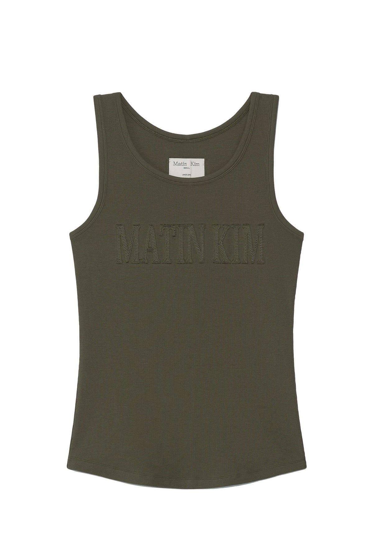 Matinkim Logo Applique Slim Tank Top IN Khaki