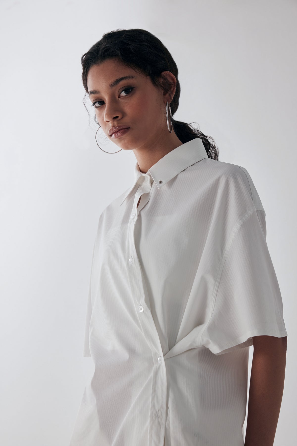Treemingbird Daddy Fit Half Shirts White
