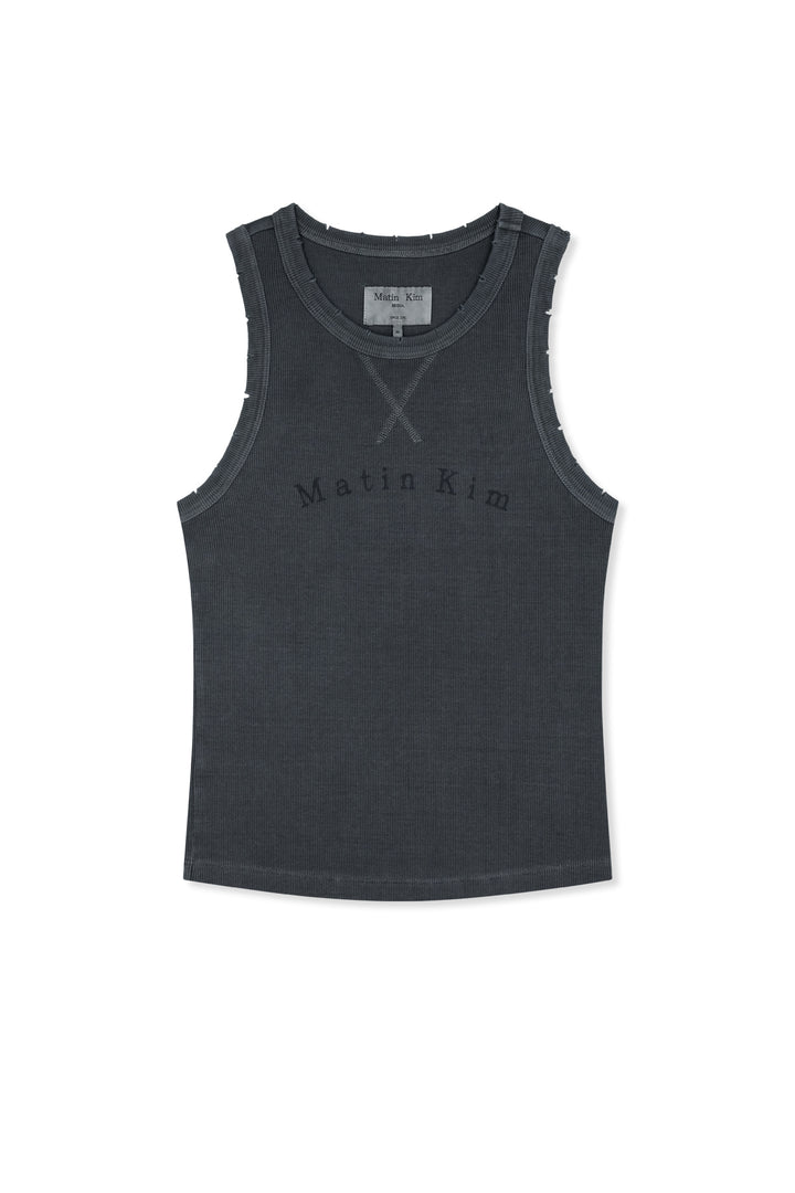 Matinkim Distressed Sleeveless Logo Top IN Charcoal