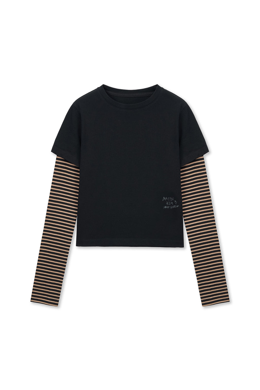 Matinkim Graffiti Logo Stripe Layered Top IN Black
