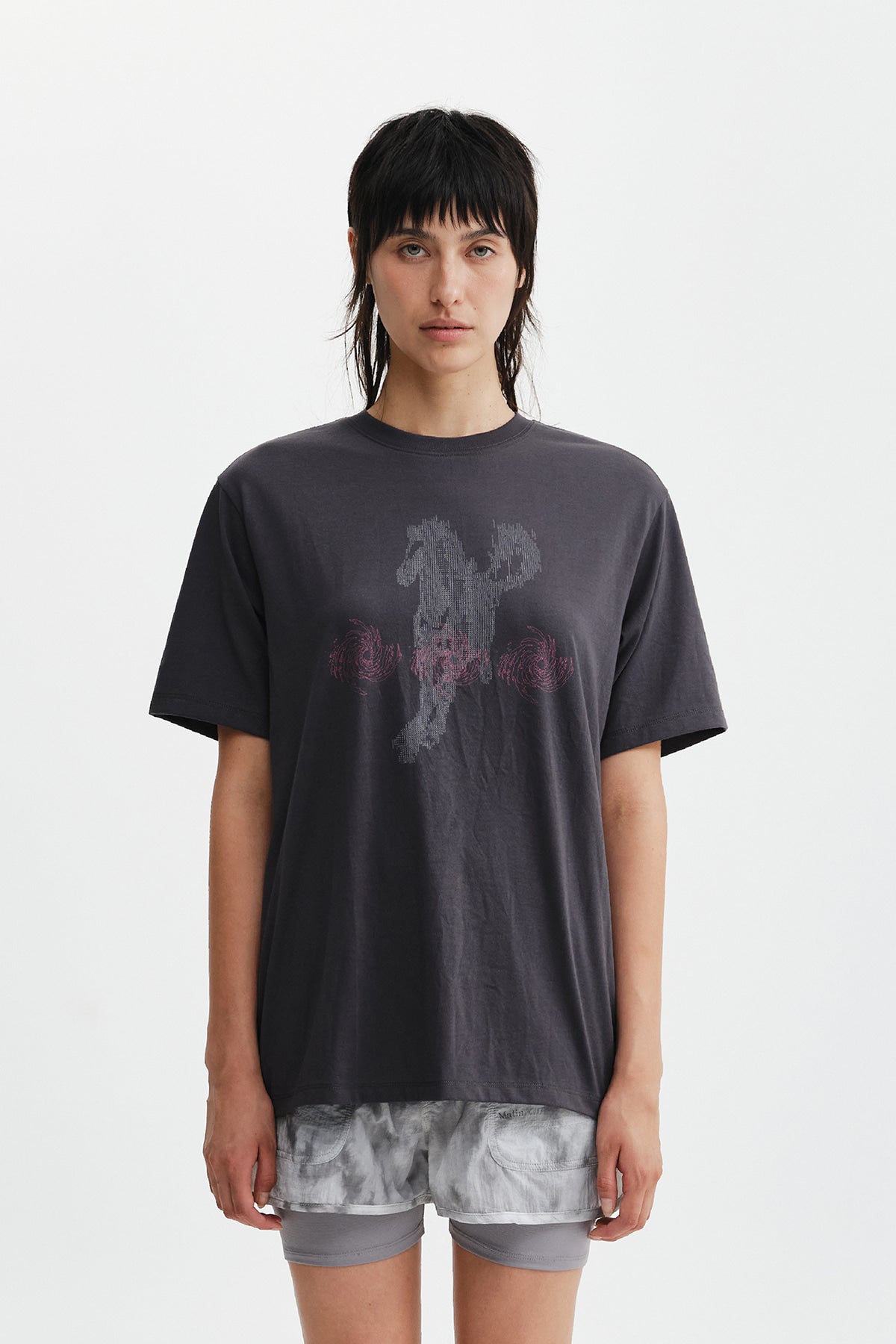 Matinkim Matin Pace Sprint Graffiti Top IN Charcoal