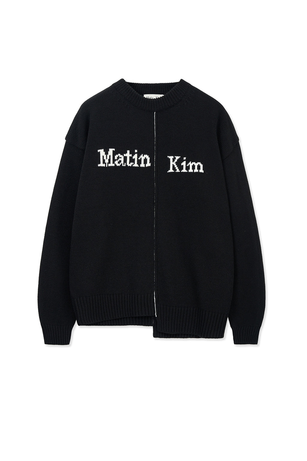 [matinkim] Asymmetric Logo Knit Pullover IN Black