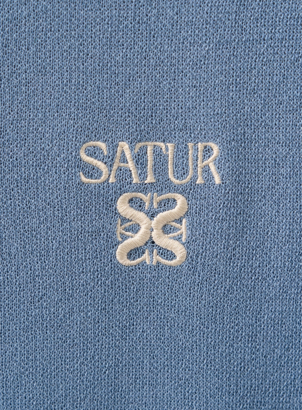 [satur] (W) Light Weight Crew Neck Half Knit - Blue