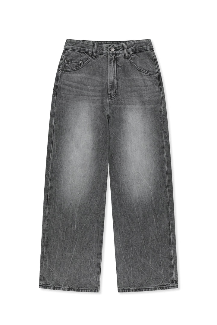 Matinkim Matin Waist Logo Wide Denim Pants IN Grey