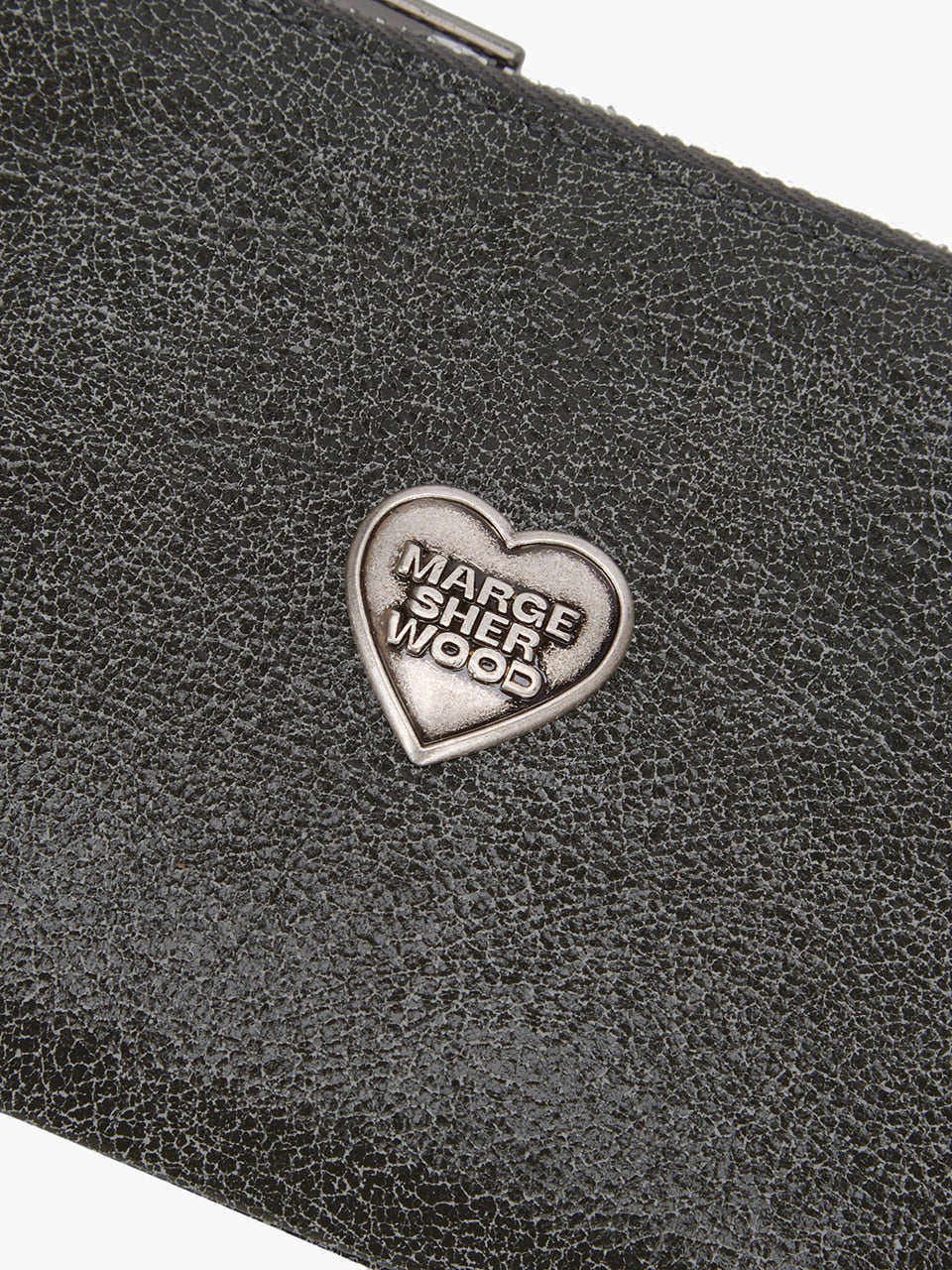 Margesherwood Heart Zipper Wallet Silver Logo white+grey two-tone cracked