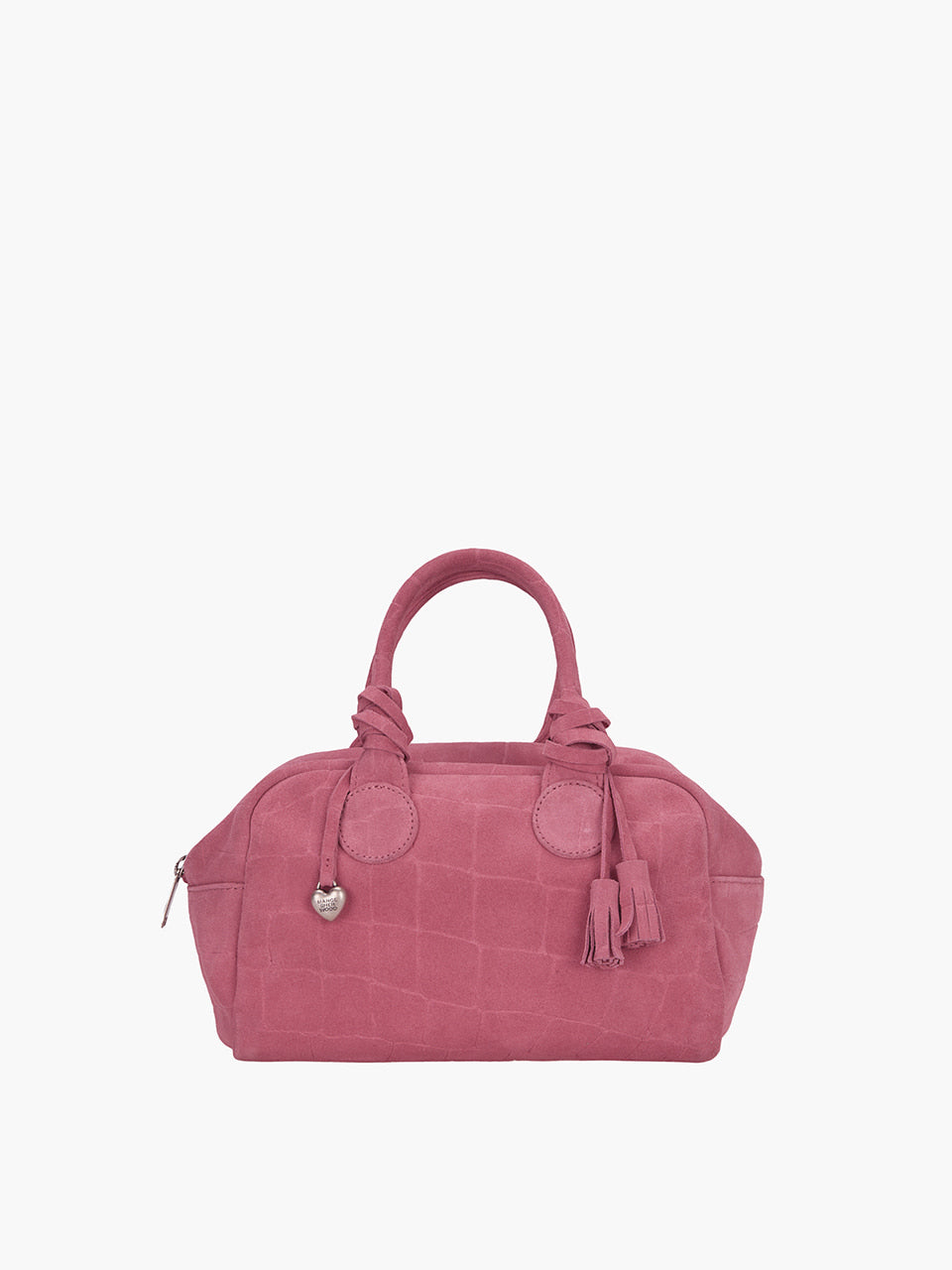 Margesherwood Heart Charm pink croc-effect suede