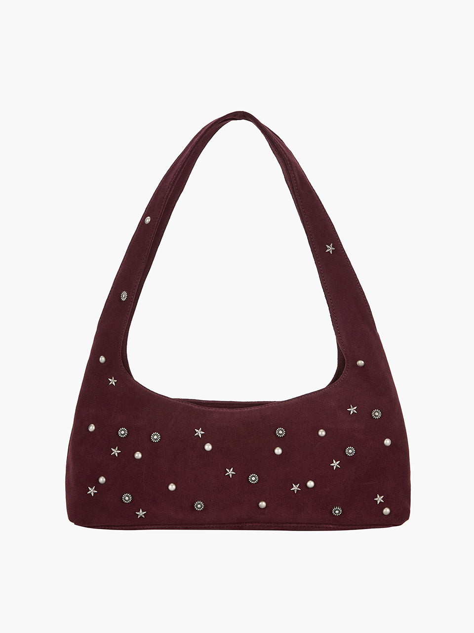 Margesherwood Halter Hobo wine studded suede