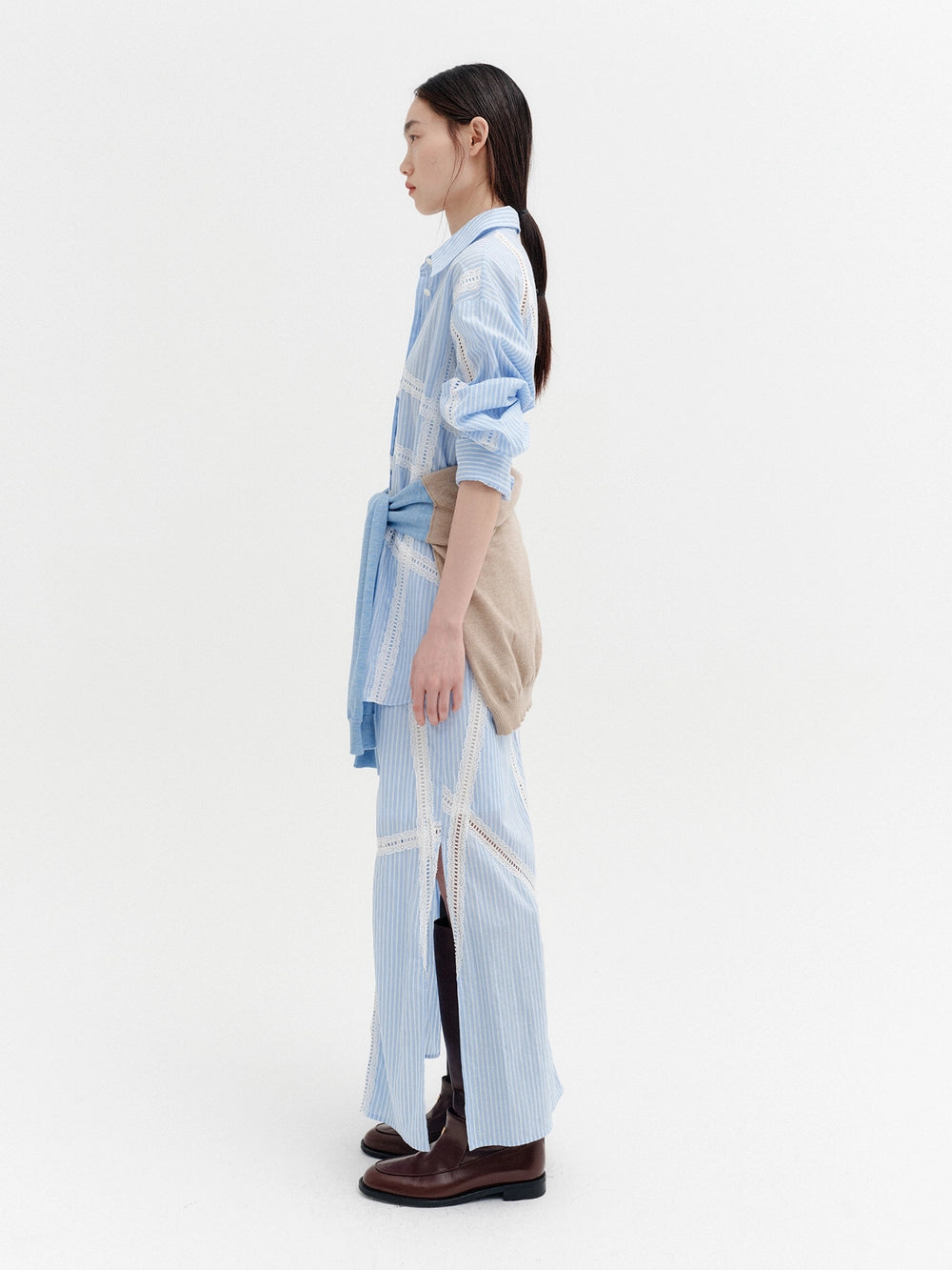 EENK Lace Detail Panel Skirt - Sky Blue
