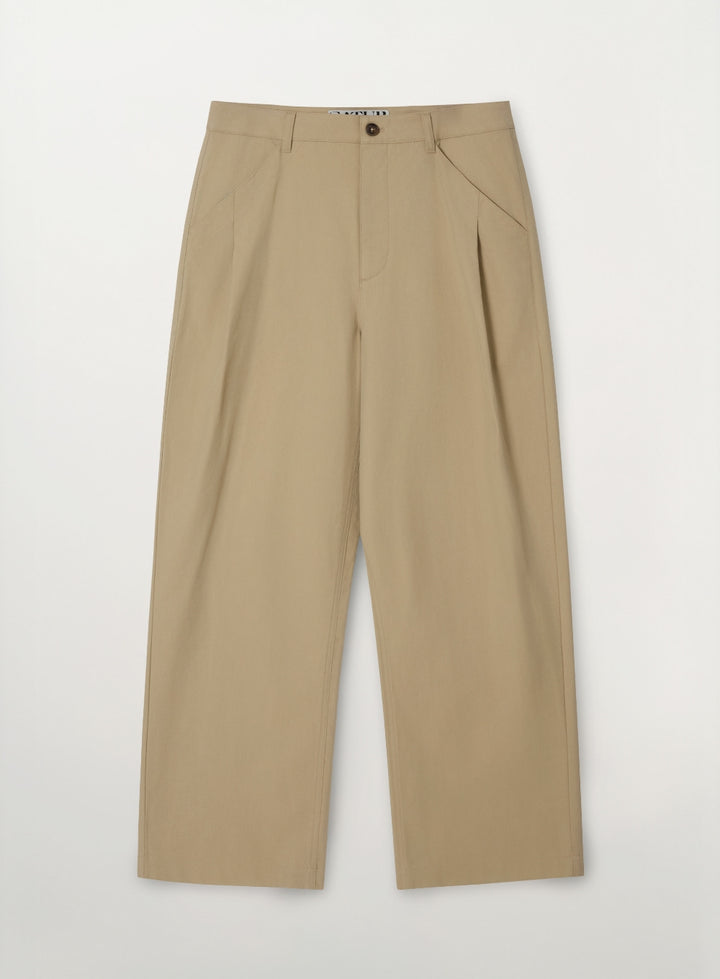 Satur Relaxed Cotton Blend Pants - Beige