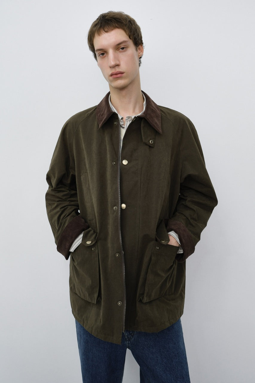 Dunst Unisex Waxed Cotton Hunting Jacket Khaki