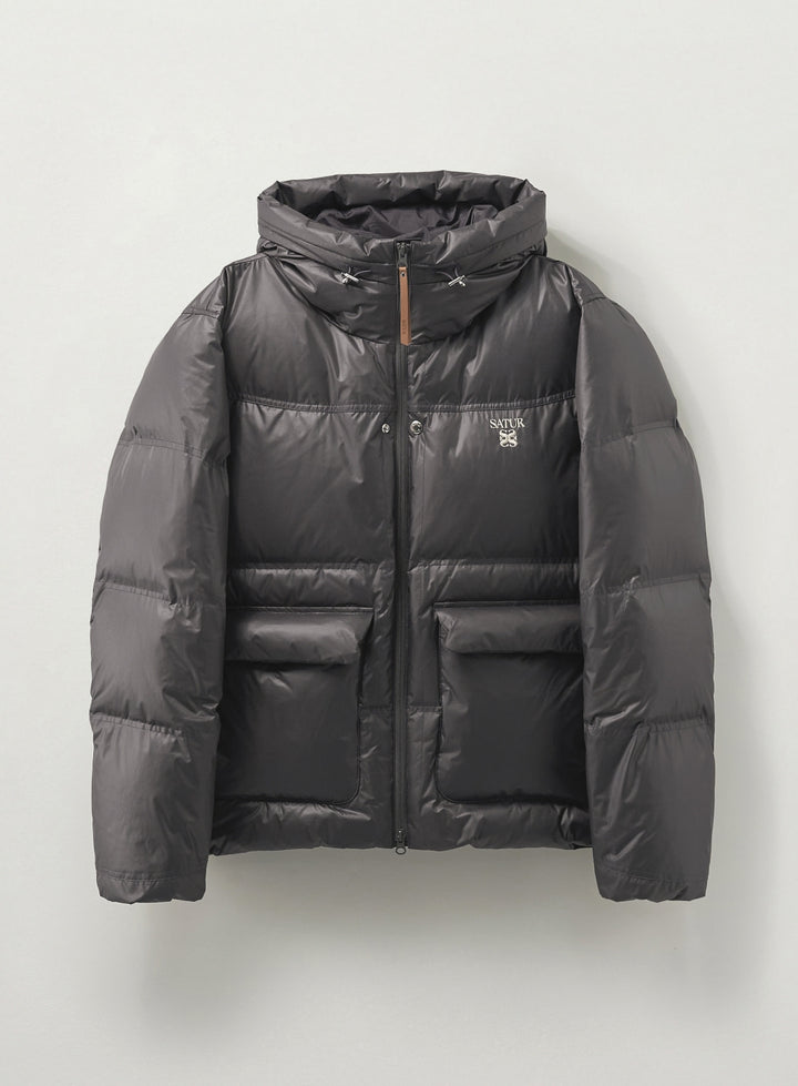Satur Hooded Puffer Duck Down Padding - Charcoal