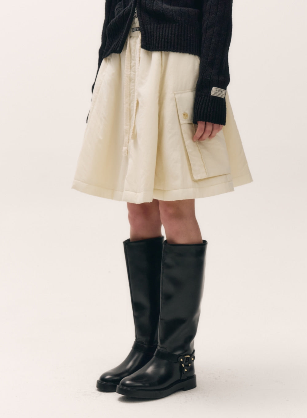 [satur] (W) Padded Balloon Cargo Skirt - Cream
