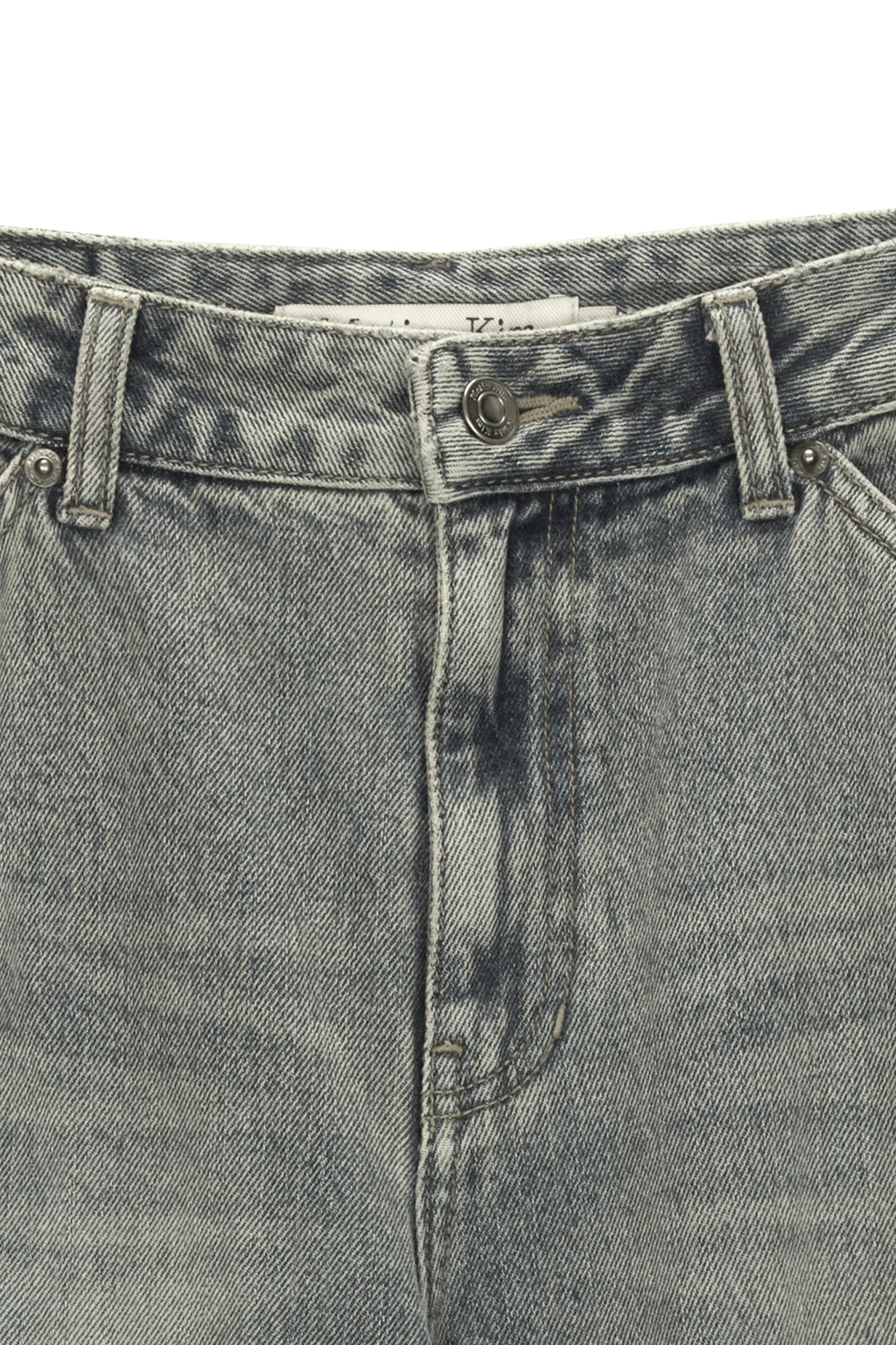 [matinkim] SEMI BOOTS CUT DAMAGE DENIM PANTS IN LIGHT BLUE