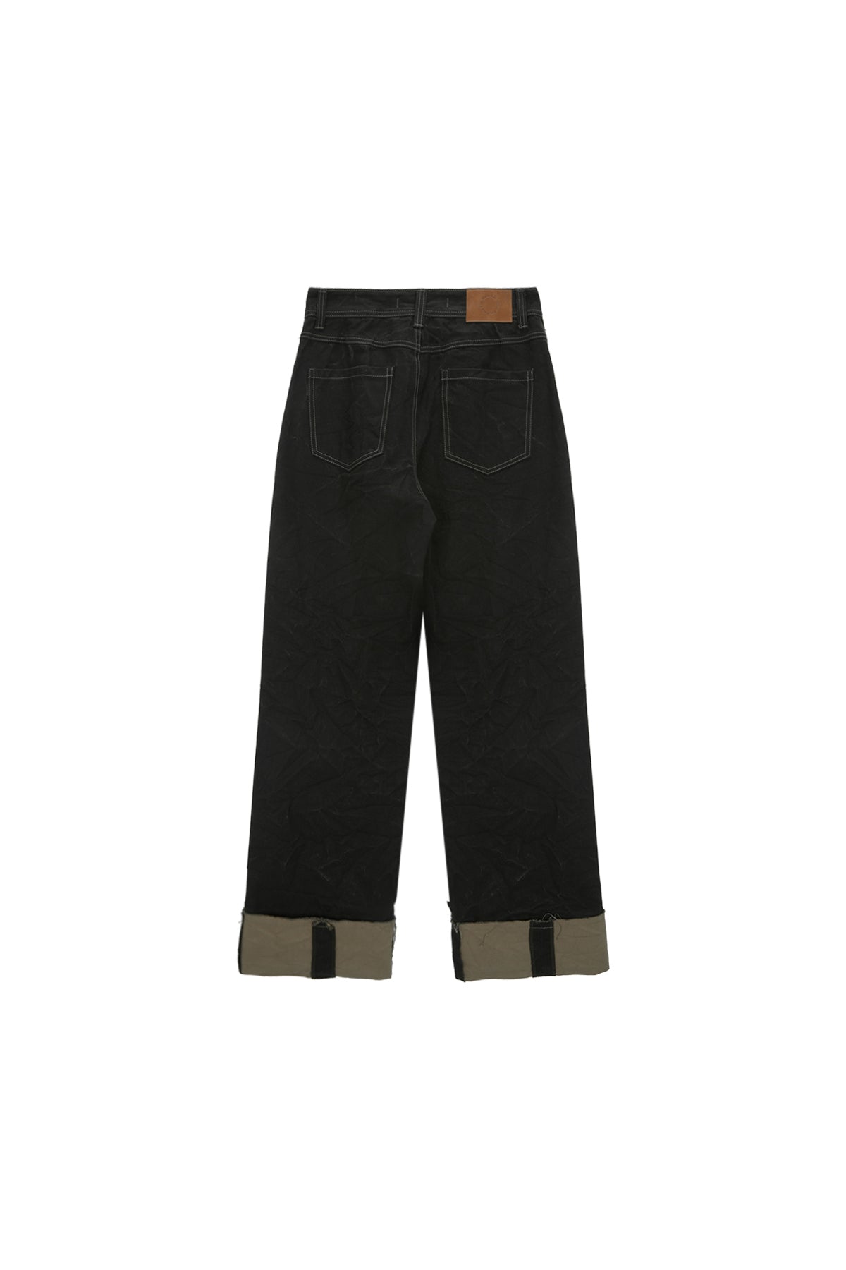 [matinkim] PIGMENT WASHED DENIM PANTS IN KHAKI BROWN