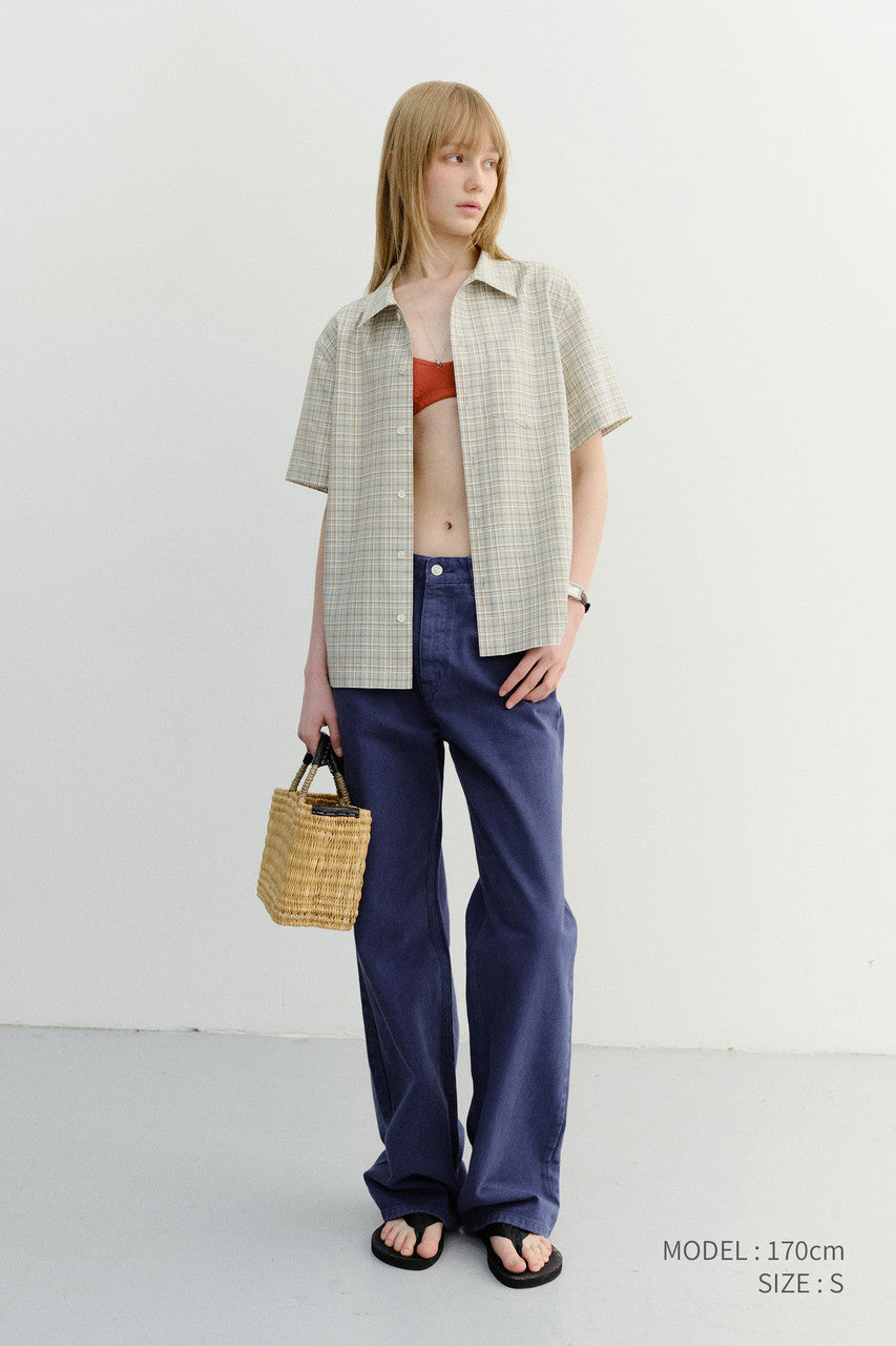 Dunst Unisex Checked Pajama Shirt Olive Check