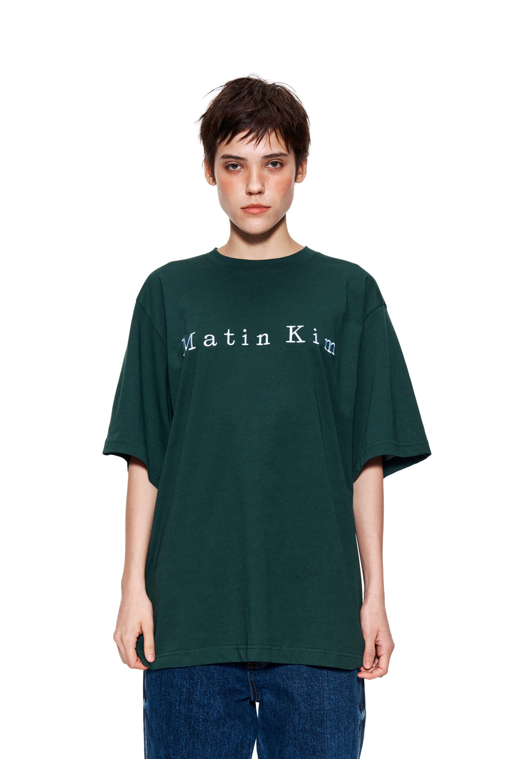 [matinkim] MATIN EMBROIDERY LOGO TOP IN GREEN