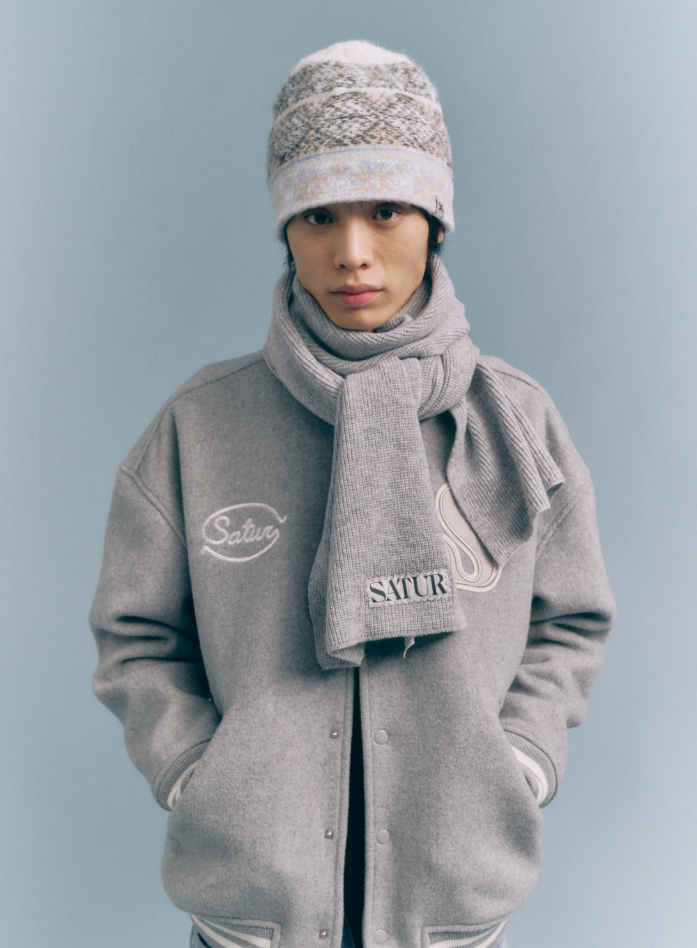 [satur] Verona Knit Muffler - Light Gray