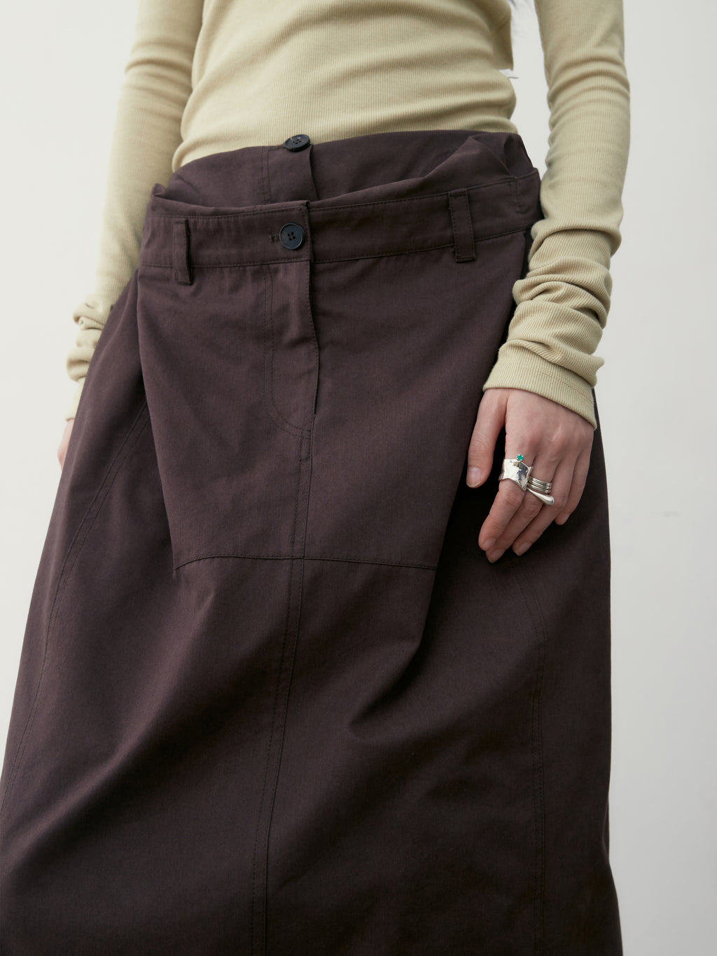 [low_classic] DOUBLE WAIST LONG SKIRT
BROWN