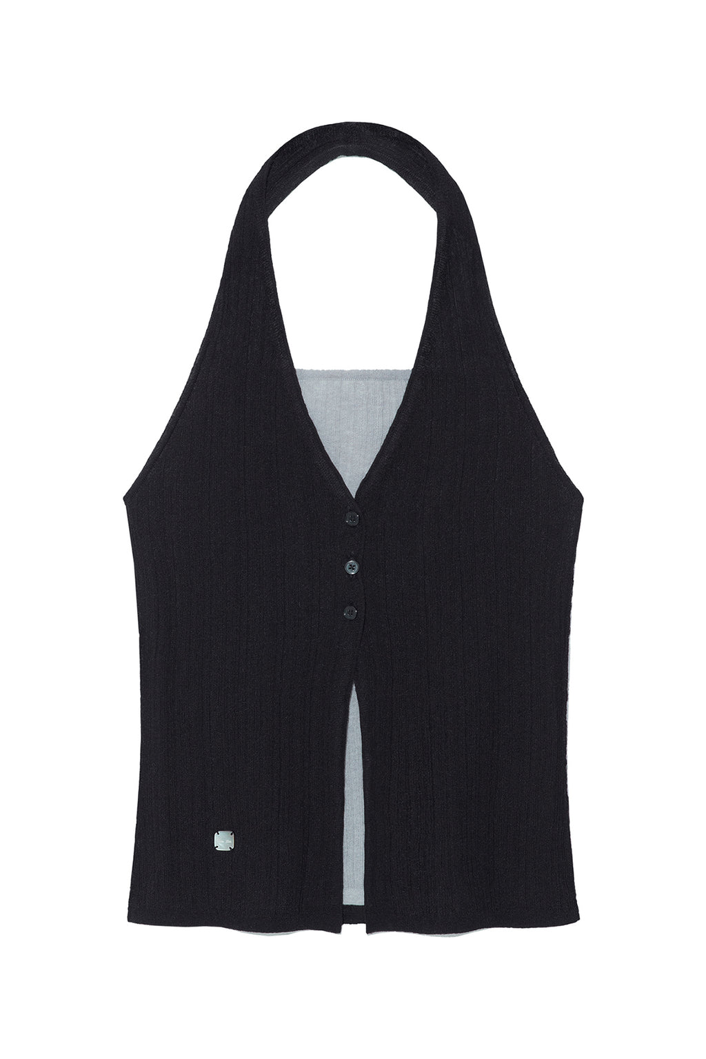 Matinkim Layered Button Halter Neck Top IN Black