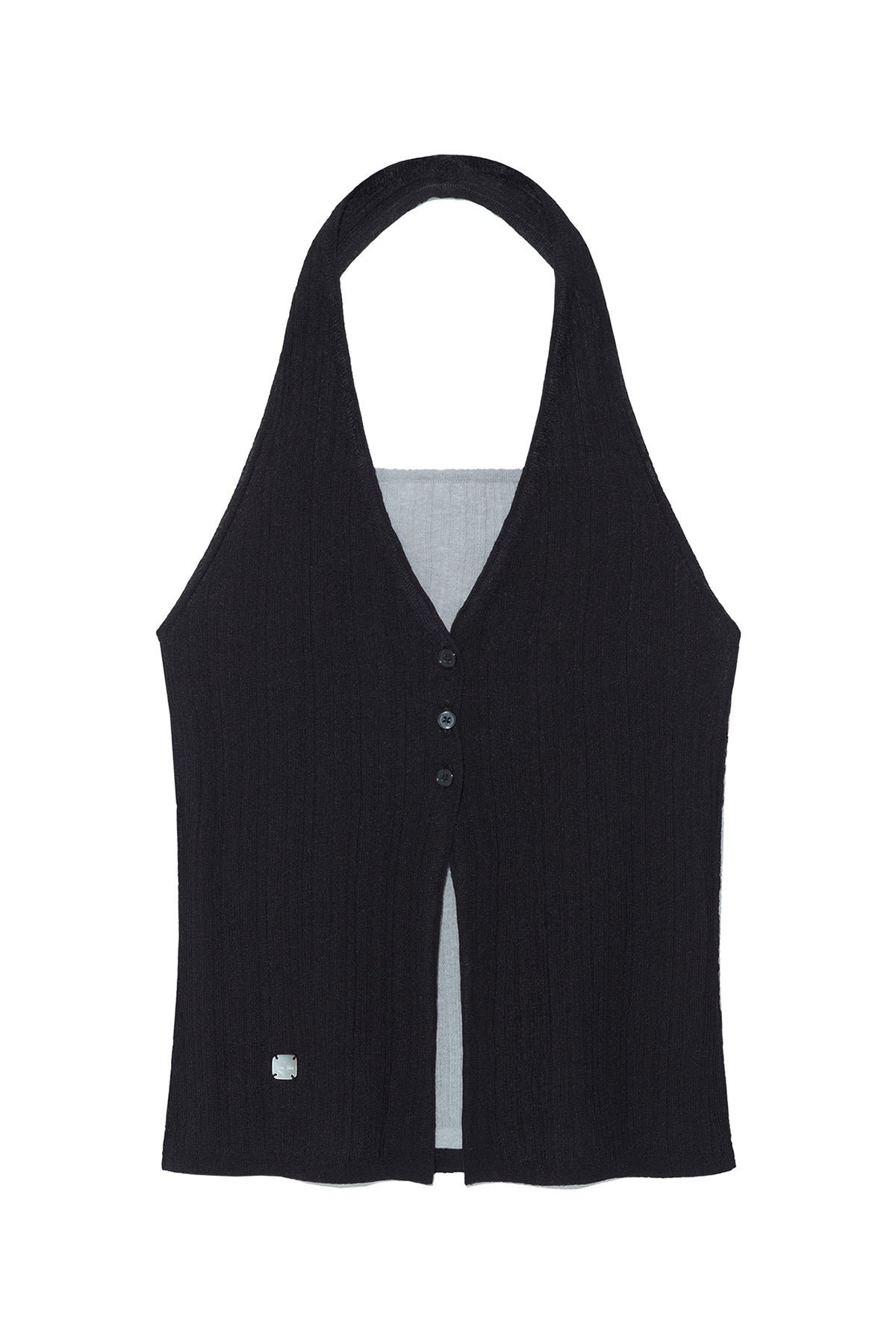 Matinkim Layered Button Halter Neck Top IN Black
