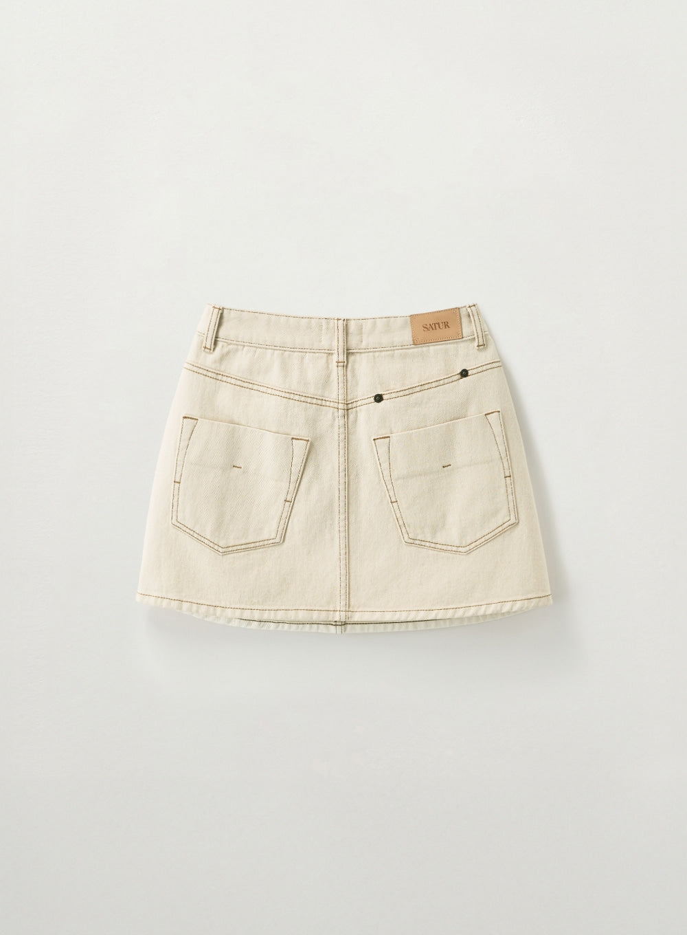 Satur (W) Contrast Denim Mini Skirt - Ecru